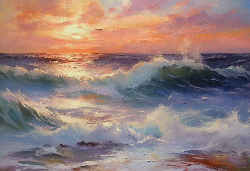 风平浪静的海面海浪油画背景,插画/手绘图,插画/手绘图库,插画/手绘图下载,插画/手绘